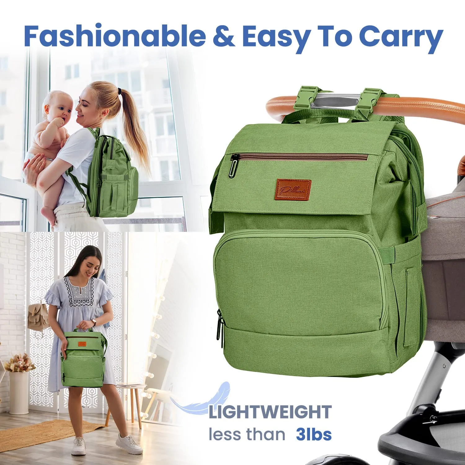 PILLANI Baby Diaper Bag Backpack - Large Bag for Boys & Girls - Diaper Backpack - Travel Diaper Bags with Changing Pad - Baby Registry Search Stuff & Shower Gifts - Newborn Essentials Must Haves Mom