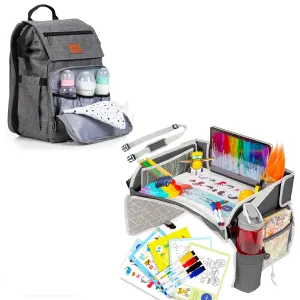 PILLANI Travel Bundle: Kids Travel Tray & Diaper Bag