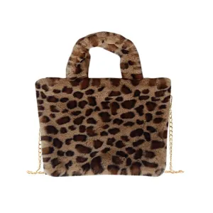 Plush Leopard Shoulder Bag