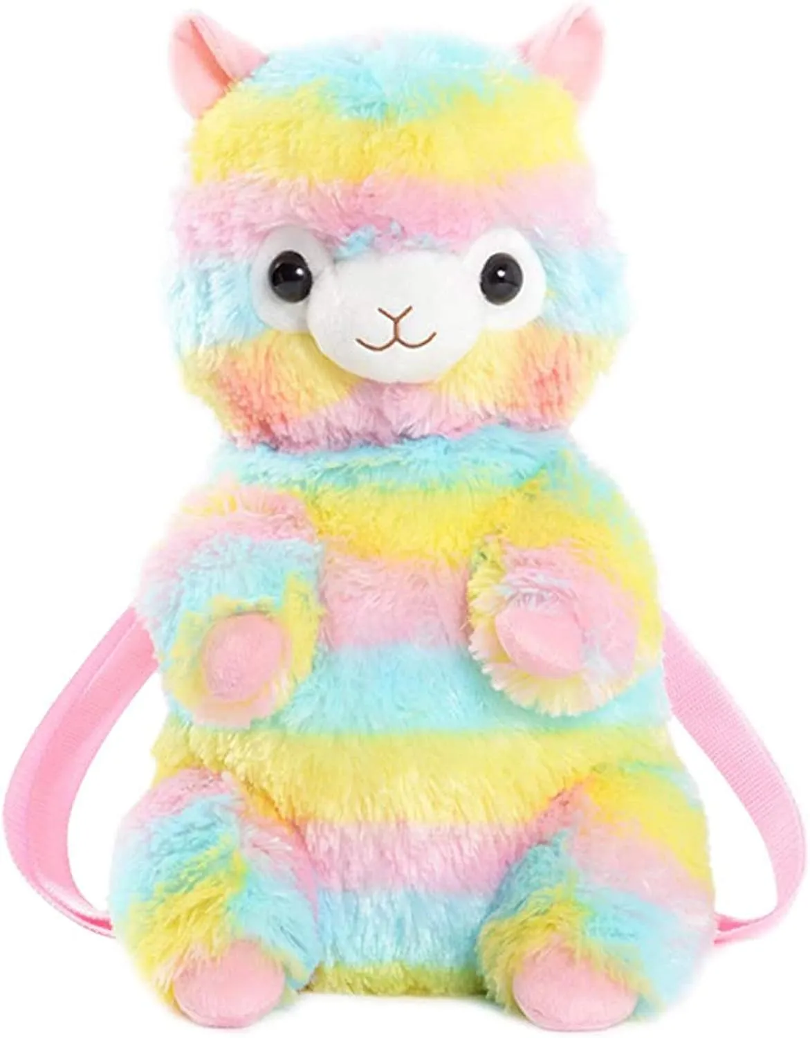 Plush Stuffed Animal Backpack Bunny Backpack with Adjustable Gift for Women Girl (Rainbow Alpaca)