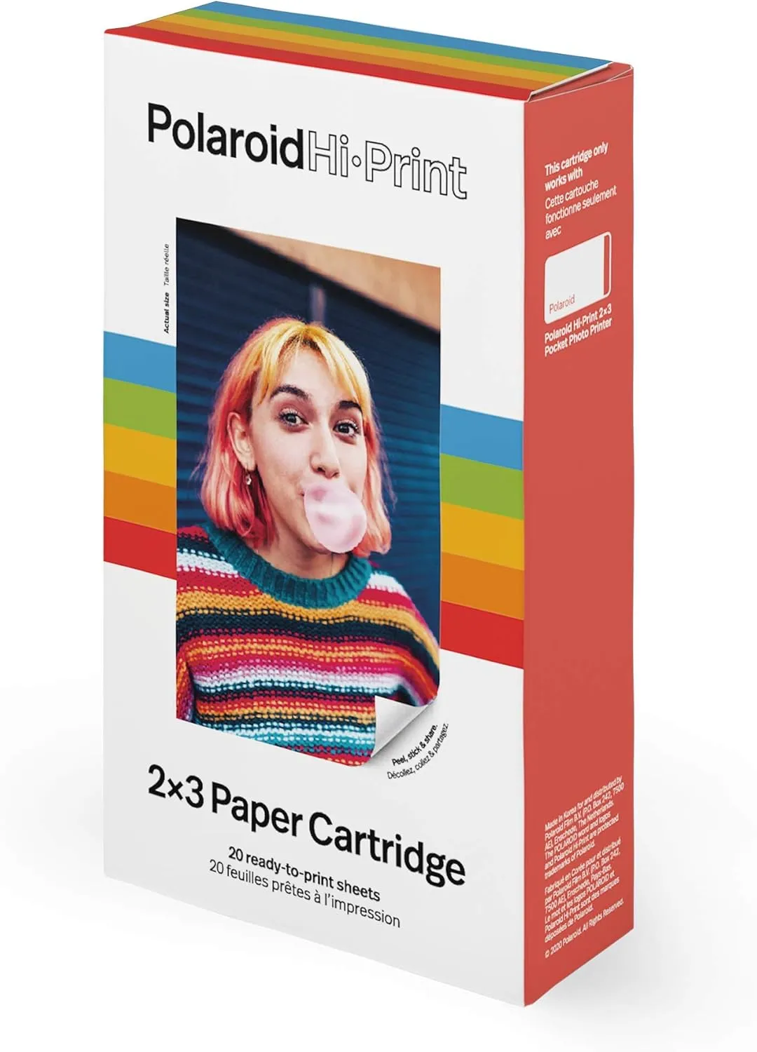 Polaroid Hi-Print Paper - 2x3 Paper Cartridge (20 Sheets) Dye-Sub (Not Zink) Cartridge, Single Pack