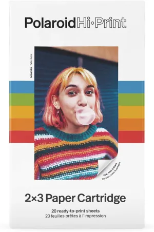 Polaroid Hi-Print Paper - 2x3 Paper Cartridge (20 Sheets) Dye-Sub (Not Zink) Cartridge, Single Pack