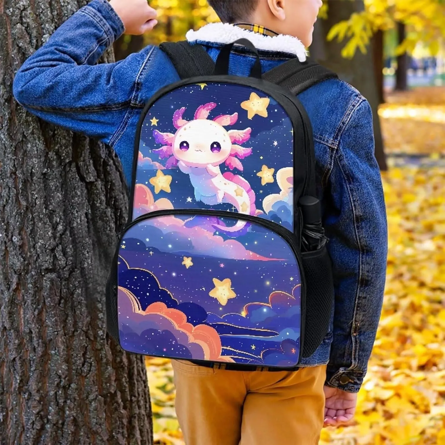 POLERO Cute Axolotl Backpack Girls 4-6 Kids Toddler Kindergarten School Bookbags Elementary School Bag Preschool Casual Daypack