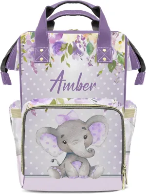 Polka Dot Elephant Diaper Bags Custom Name Backpack Personalized Baby Nappy Travel Tote Bag for Mom Gift