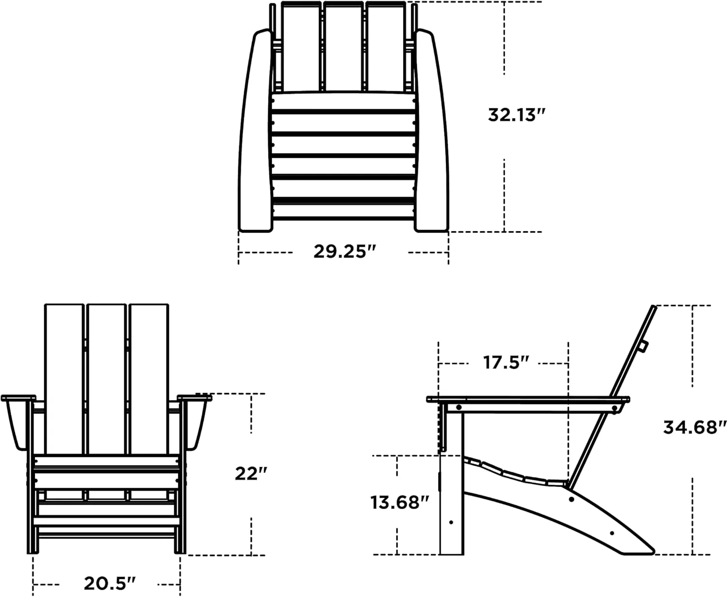 POLYWOOD AD420BL Modern Adirondack Chair, Black