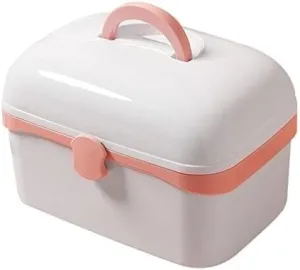 Portable First Aid Kit, Household Double Layer Medicine Storage Box, Large Capacity Plastic Medical Chest with Comfortable Handle