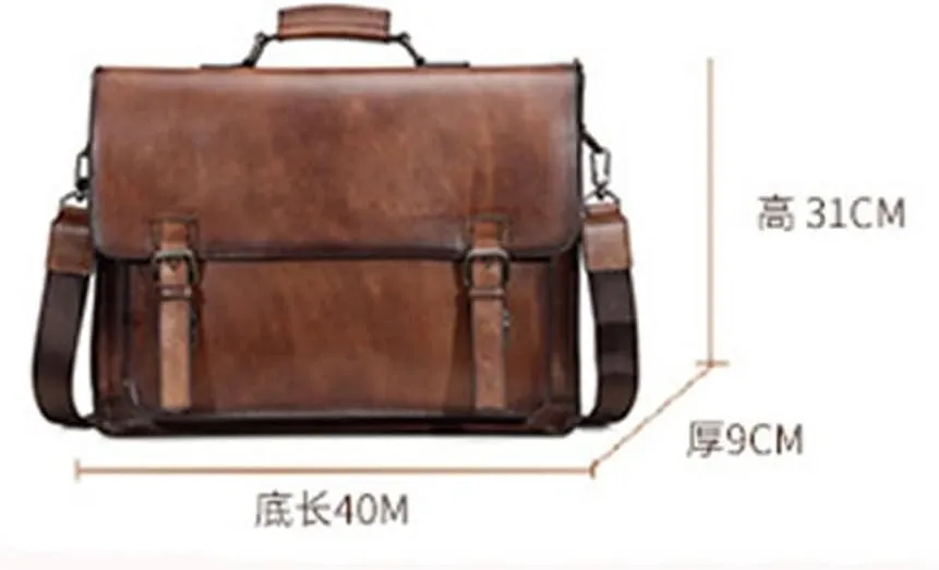 Postman Men's Bag Retro Briefcase Horizontal Business Bag Men's Laptop Bag Messenger Bag