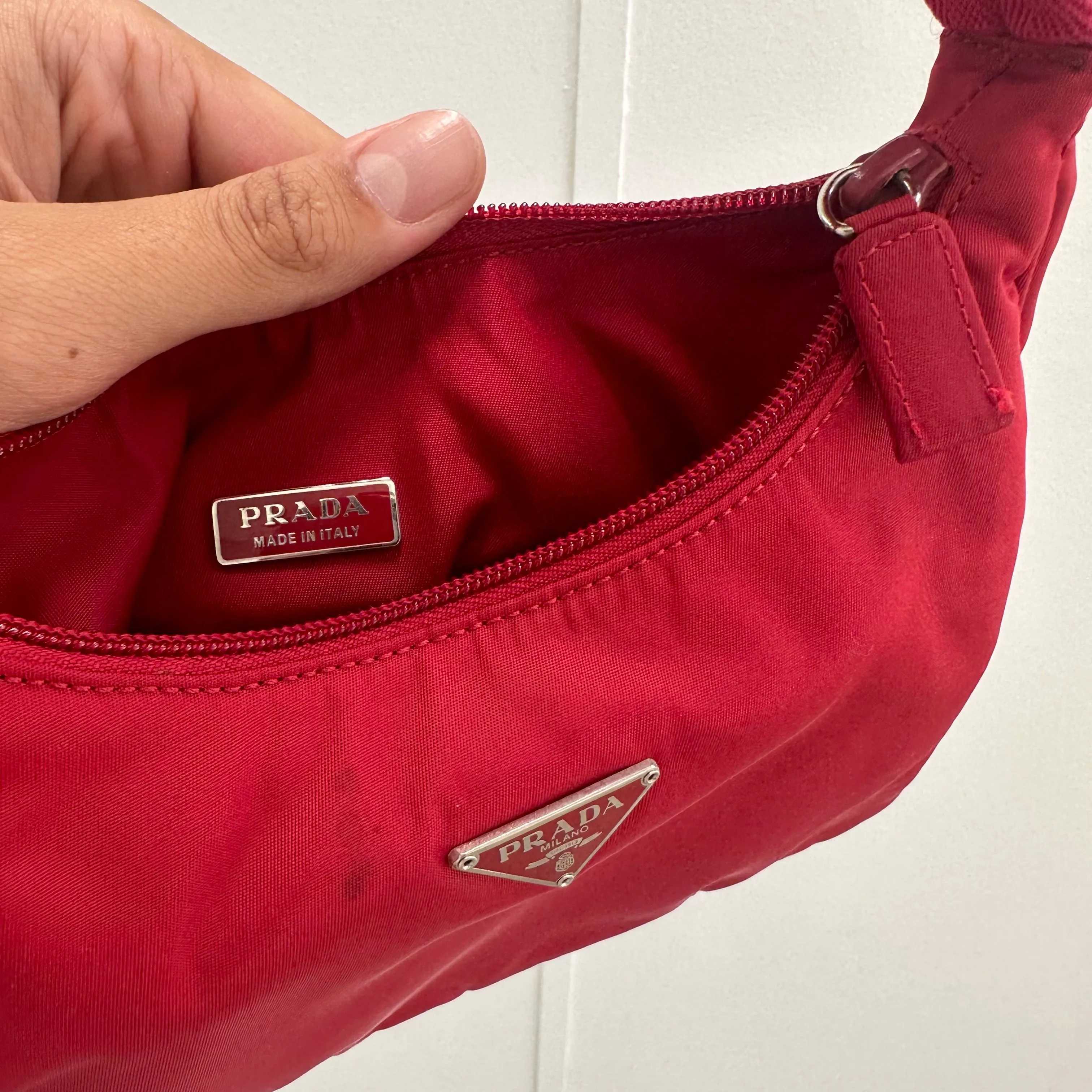 Prada Hobo Shoulder Bag Red