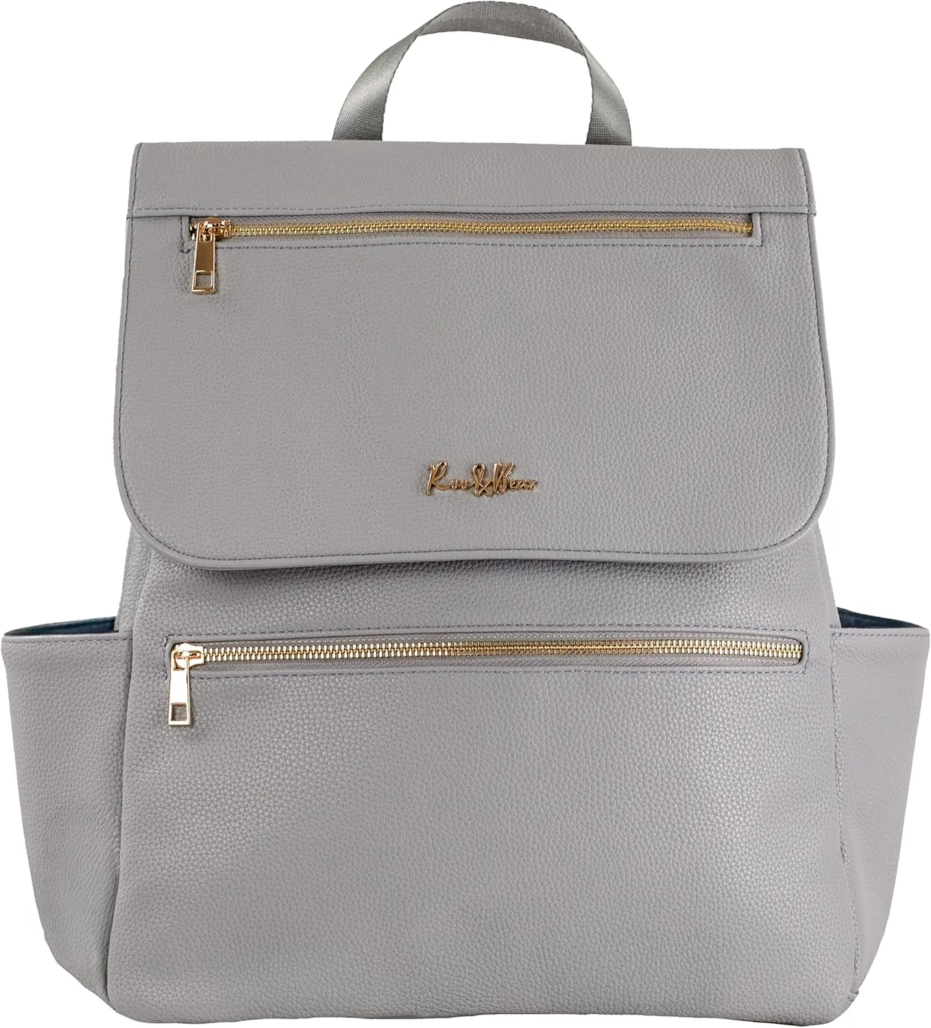 Premium Vegan Leather Diaper Bag Backpack – Large Designer Baby Bag, Stylish Diaper Backpack with Stroller & Crossbody Straps & Multiple Compartments (Ash Grey)