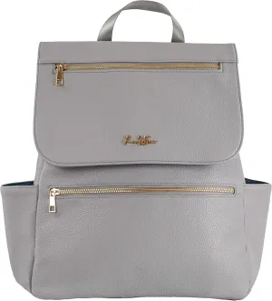 Premium Vegan Leather Diaper Bag Backpack – Large Designer Baby Bag, Stylish Diaper Backpack with Stroller & Crossbody Straps & Multiple Compartments (Ash Grey)