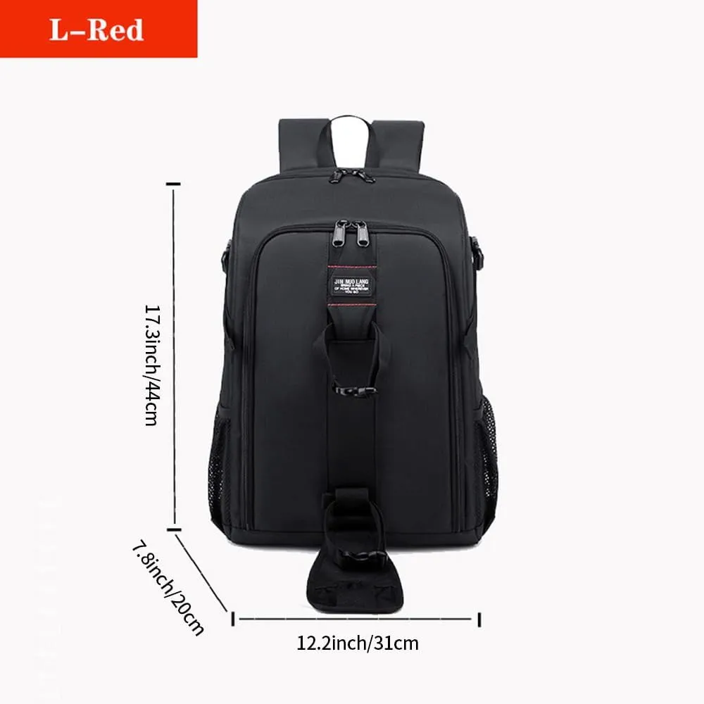 Professional Photography Backpack | Waterproof Nylon 17.32"x12.2"x7.87" Large Capacity Camera Bag with Multi-Functional Compartments for Canon/Nikon/Sony Drone (Black/Red)