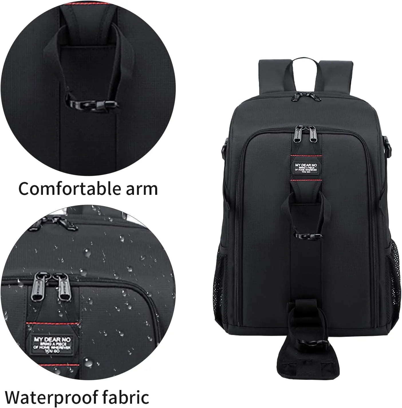 Professional Photography Backpack | Waterproof Nylon 17.32"x12.2"x7.87" Large Capacity Camera Bag with Multi-Functional Compartments for Canon/Nikon/Sony Drone (Black/Red)
