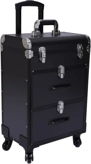 Professional Rolling Makeup Train Case Cosmetic Trolley Makeup Storage Organizer, Large Cosmetic Trolley with Locks for Professional Make-Up Artists, Hairdressers