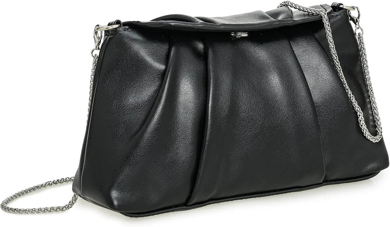 PU Clutch Handbag for Women Evening Bag Formal Dressy Purse with Pearl Strap