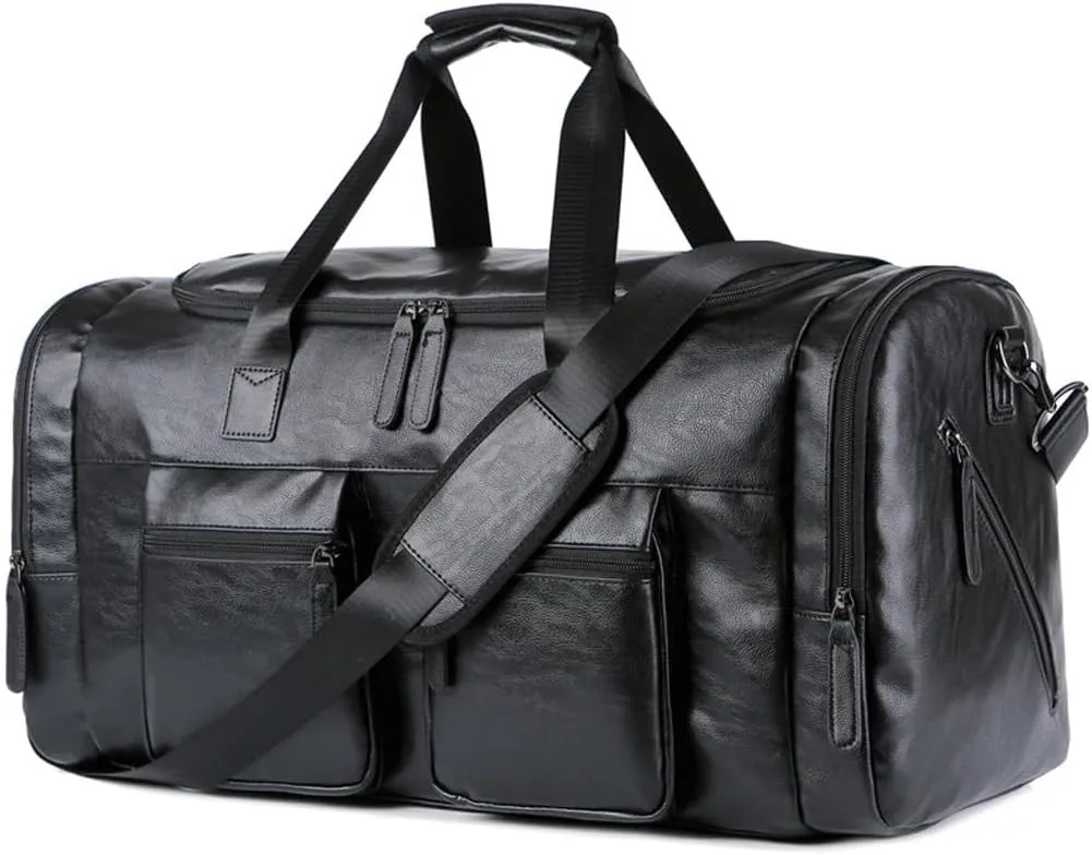 Pu Leather Extra-large Capacity Travel Bag Men's Business Trip Duffel Bag Hand Bill Shoulder Travel Duffel Bag