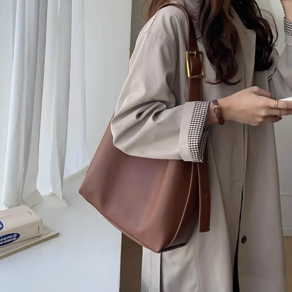 PU Leather Shoulder Bag for Women, Designger Tote Bag, Retro Large Vegan Tote Purse with Wallet