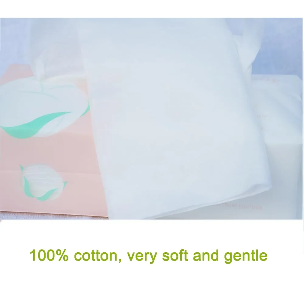 Pure Cotton Careboree Soft Dry Baby Wipes Facial Cleansing Cloth Disposable Unscented Multi-Purpose Pure Cotton Tissue (2 PACK-200 Count)
