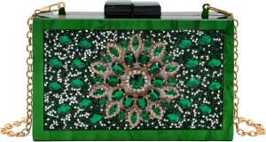 Purse for Women Rhinestones Clutch Bag Acrylic Evening Bag for Wedding Party Shoulder Crossbody Bag with Chain Strap