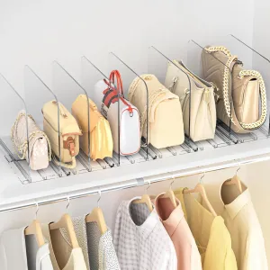 Purse Organizer for Closet - 2 Pack Clear Adjustable Handbag Storage Shelf & Clutch Bag Organizer | Shelf Divider for Purses, Books, Sweaters | Durable Organizing for Home & Closet Storage