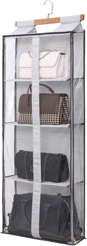 Purse organizer for closet, Easy Access Wardrobe Tote Bag Purse Storage Holder Over The Door Space Saving Shelf Pocket for Bedrooms Living Room