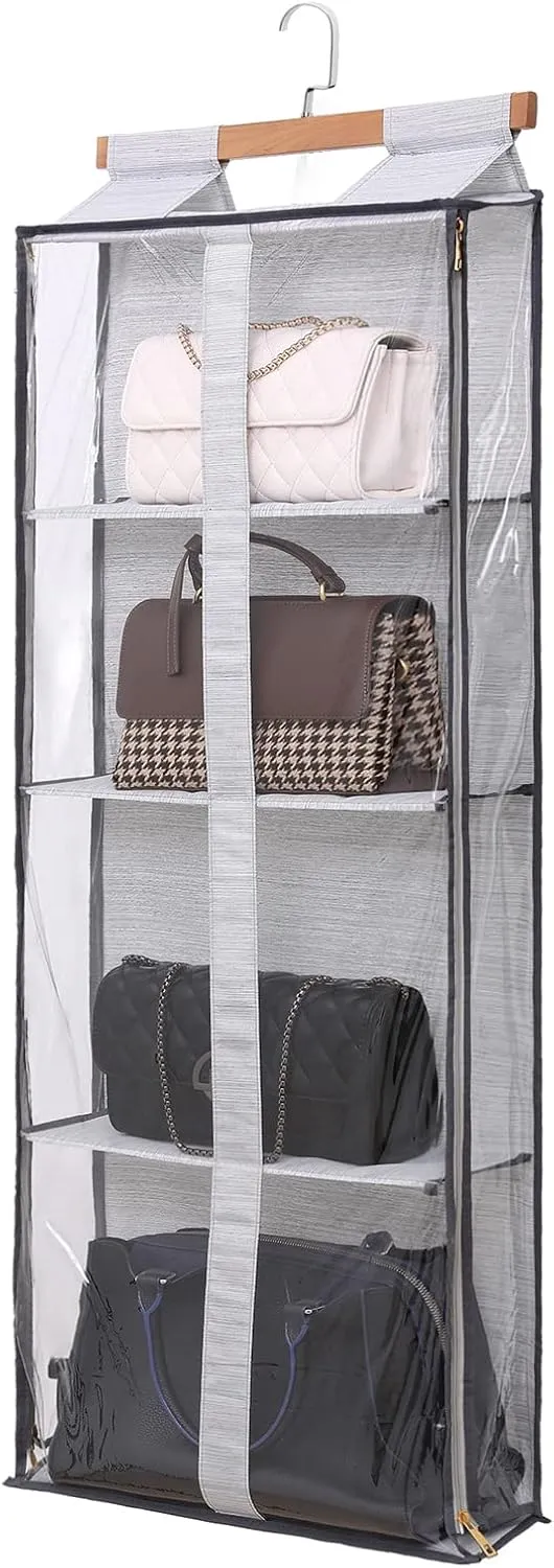 Purse organizer for closet, Easy Access Wardrobe Tote Bag Purse Storage Holder Over The Door Space Saving Shelf Pocket for Bedrooms Living Room