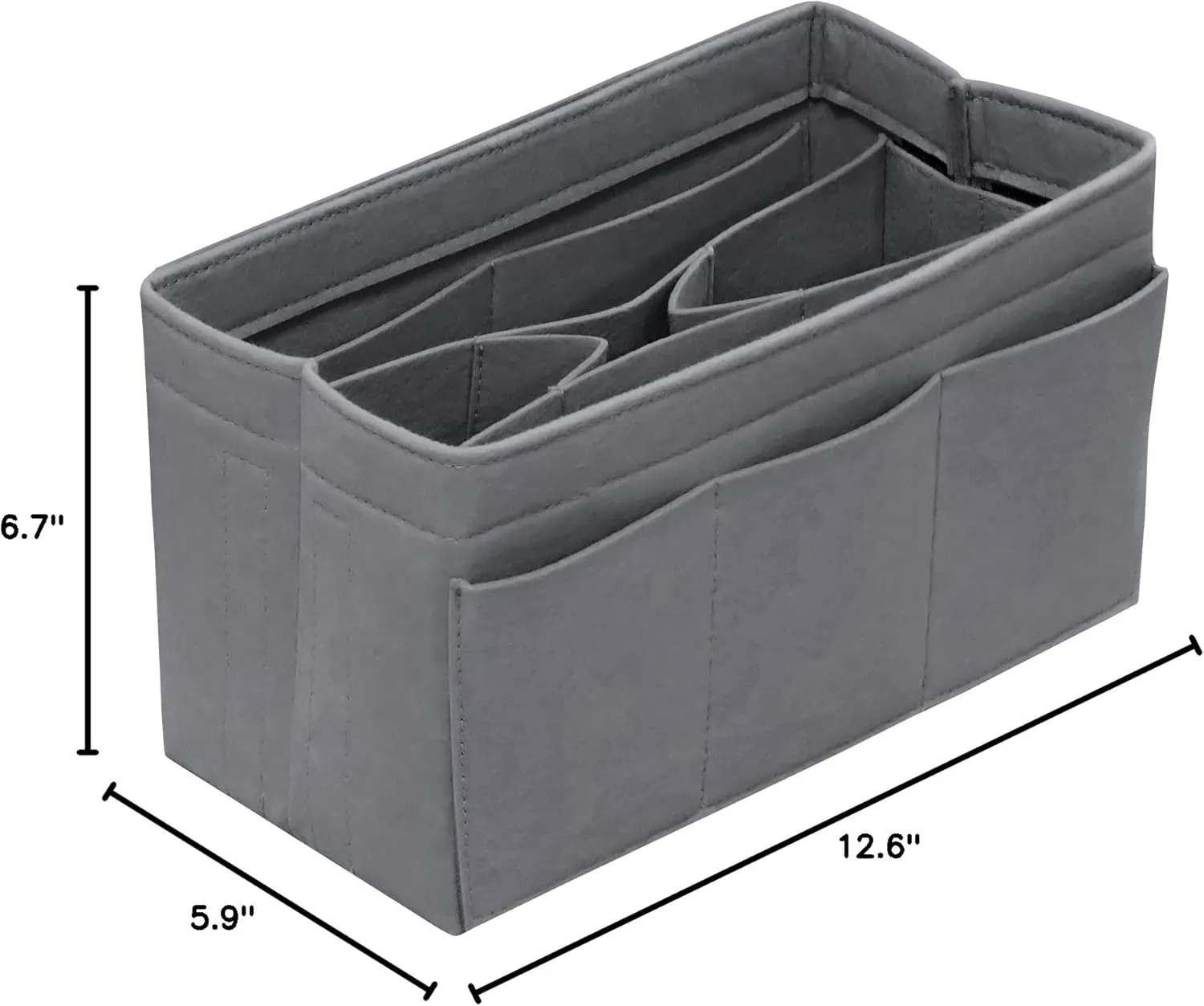 Purse Organizer Insert - Felt Bag Organizer for Tote Purse Bag with 14 Pockets - Grey Large