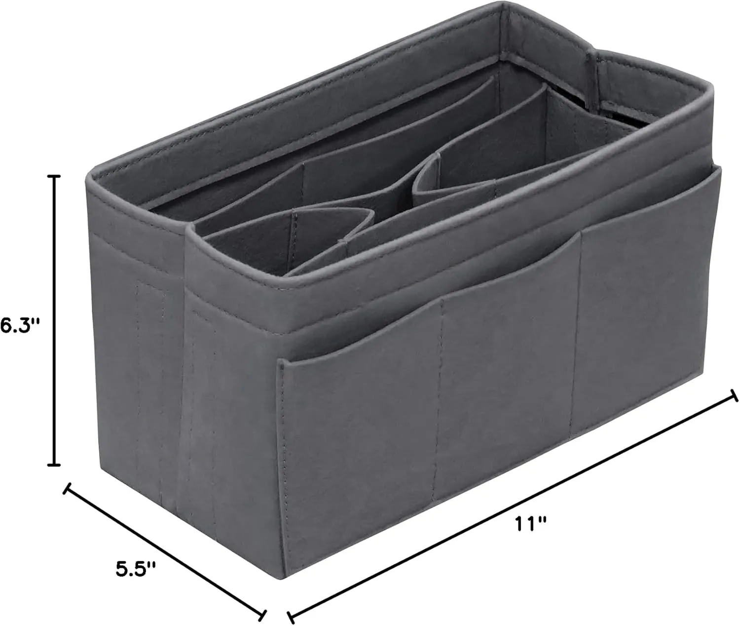 Purse Organizer Insert - Felt Bag Organizer for Tote Purse Bag with 14 Pockets - Grey Medium