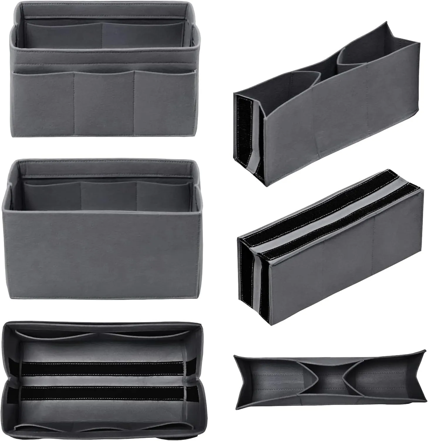 Purse Organizer Insert - Felt Bag Organizer for Tote Purse Bag with 14 Pockets - Grey Medium