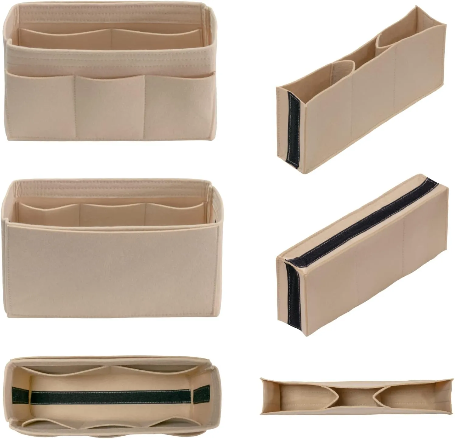 Purse Organizer Insert Felt Bag Organizer Handbag Organizer Insert Bag In Bag Organizer for Tote Purse Bag 14 Pockets Beige Slender Medium
