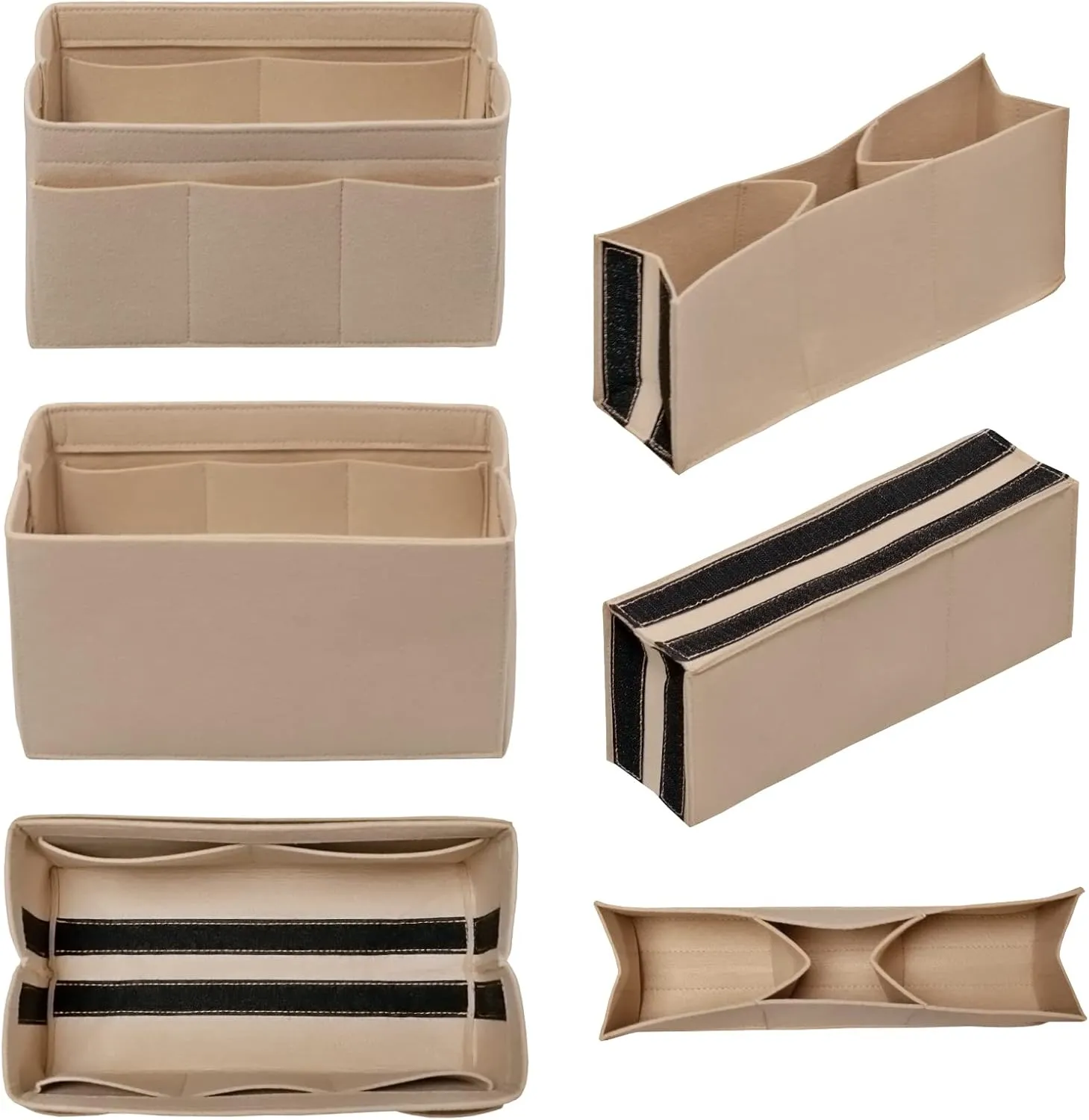 Purse Organizer Insert Felt Bag Organizer Handbag Organizer Insert Bag In Bag Organizer for Tote Purse Bag 14 Pockets Beige Small