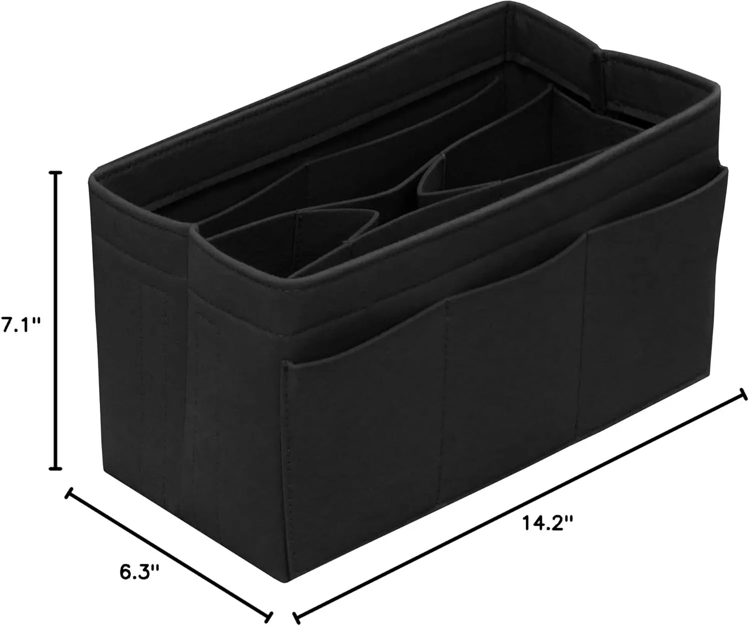 Purse Organizer Insert Felt Bag Organizer Handbag Organizer Insert Bag In Bag Organizer for Tote Purse Bag 14 Pockets Black X-Large