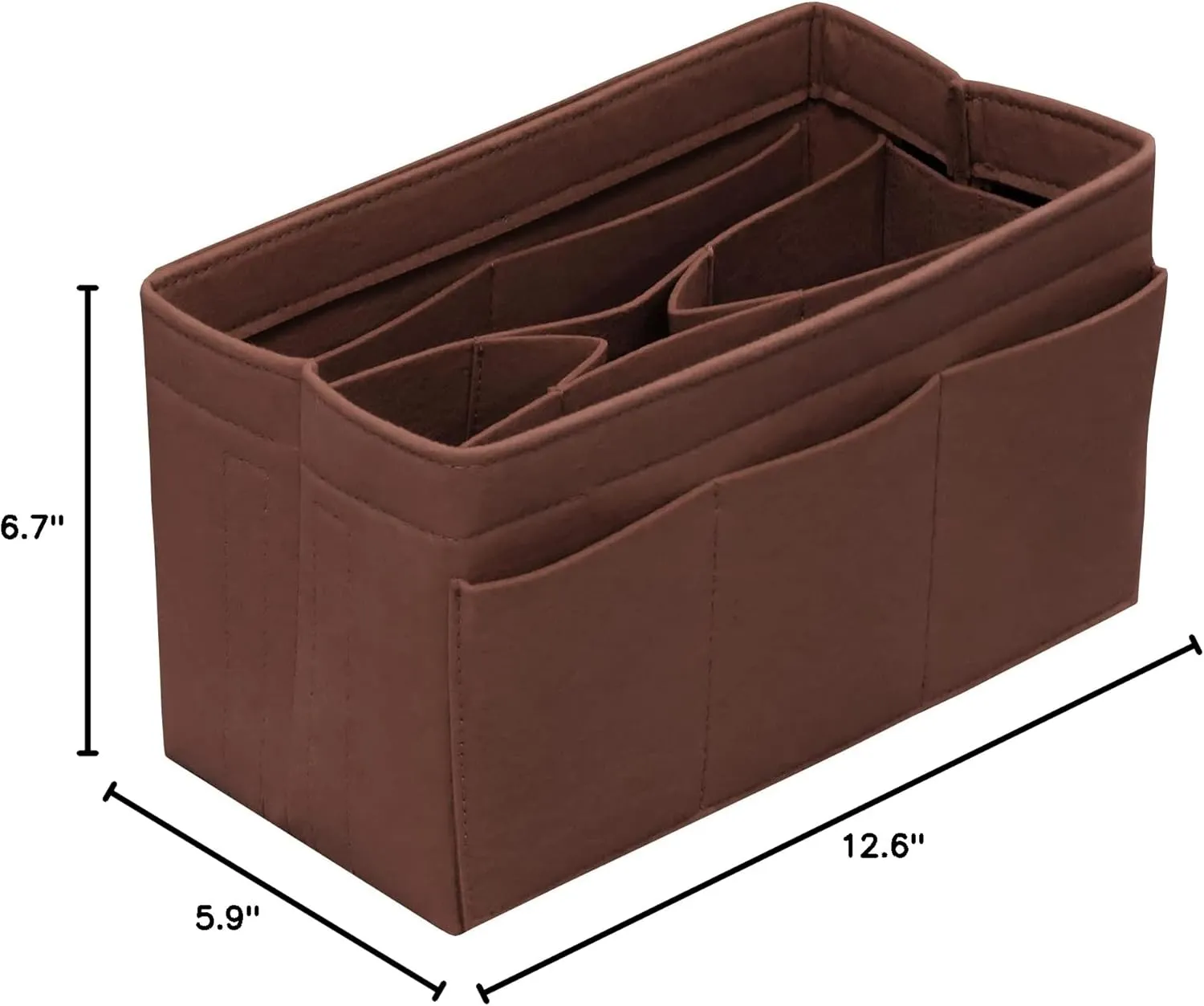 Purse Organizer Insert Felt Bag Organizer Handbag Organizer Insert Bag In Bag Organizer for Tote Purse Bag 14 Pockets Brown Large