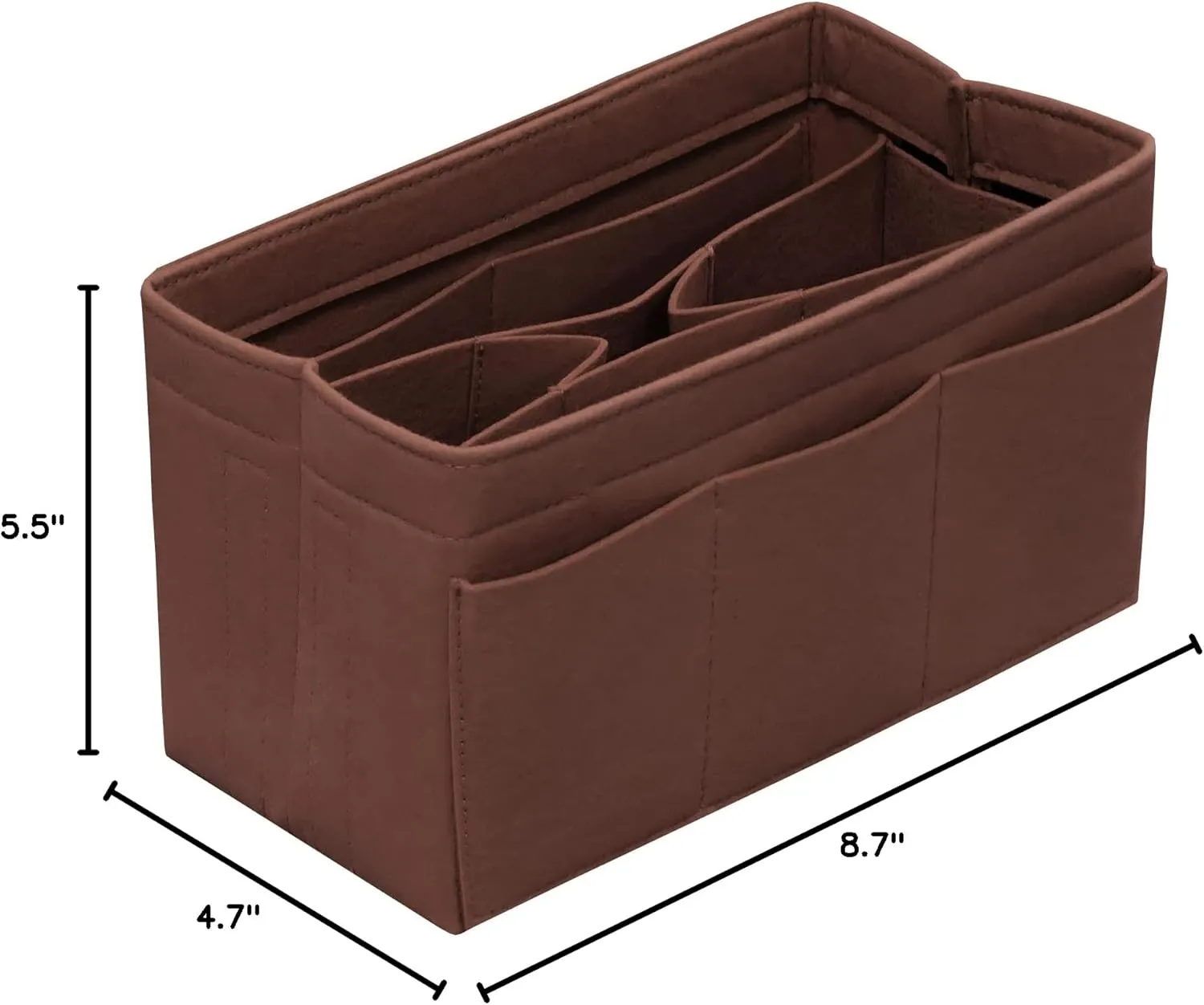 Purse Organizer Insert Felt Bag Organizer Handbag Organizer Insert Bag In Bag Organizer for Tote Purse Bag 14 Pockets Brown Small
