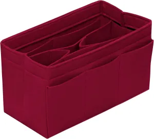 Purse Organizer Insert Felt Bag Organizer Handbag Organizer Insert Bag In Bag Organizer for Tote Purse Bag 14 Pockets Dark Red Medium