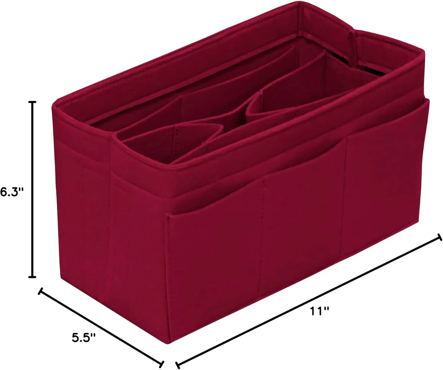 Purse Organizer Insert Felt Bag Organizer Handbag Organizer Insert Bag In Bag Organizer for Tote Purse Bag 14 Pockets Dark Red Medium