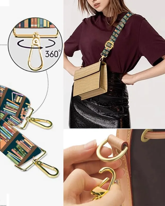 Purse Straps Rose Gold Buckles Wide Shoulder Strap,Fashion Adjustable Replacement Belt