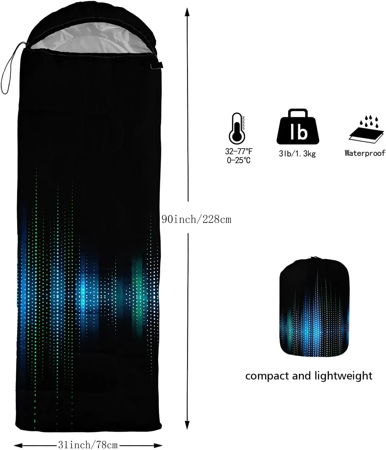 QOOMO Camping Sleeping Bags,3 Season Warm & Cool Weather,Lightweight,Waterproof Sleeping Bags for Adults & Kids,Traveling,and Outdoors,Camping Gear Equipment