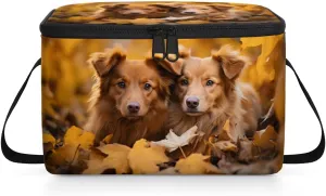 QsirBC Deciduous Dogs Lunch Bags for Women Men Insulated Lunch Box Cooler Bag with Long Strap for Office Picnic Beach Meal Prep Outdoors