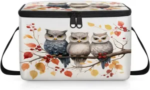 QsirBC Twigs Berries Owls Lunch Bags for Women Men Insulated Lunch Box Cooler Bag with Long Strap for Office Picnic Beach Meal Prep Outdoors
