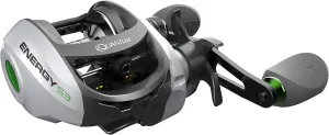 Quantum Energy S3 Baitcast Fishing Reel, Size 100 Reel, Continuous Anti-Reverse Clutch, Large EVA Handle Knobs, Silver/Black