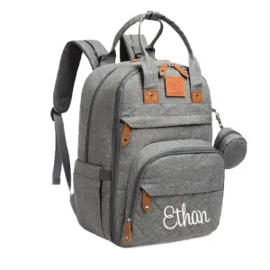 Quilted Diaper Bag Backpack with Pacifier Charm Pod - 3 colors