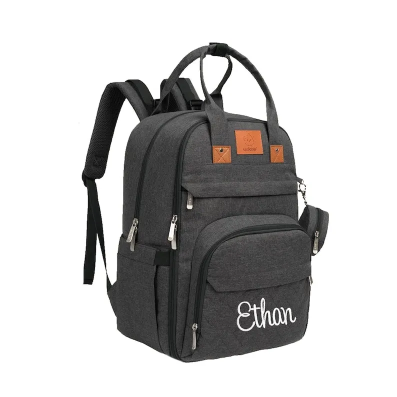Quilted Diaper Bag Backpack with Pacifier Charm Pod - 3 colors