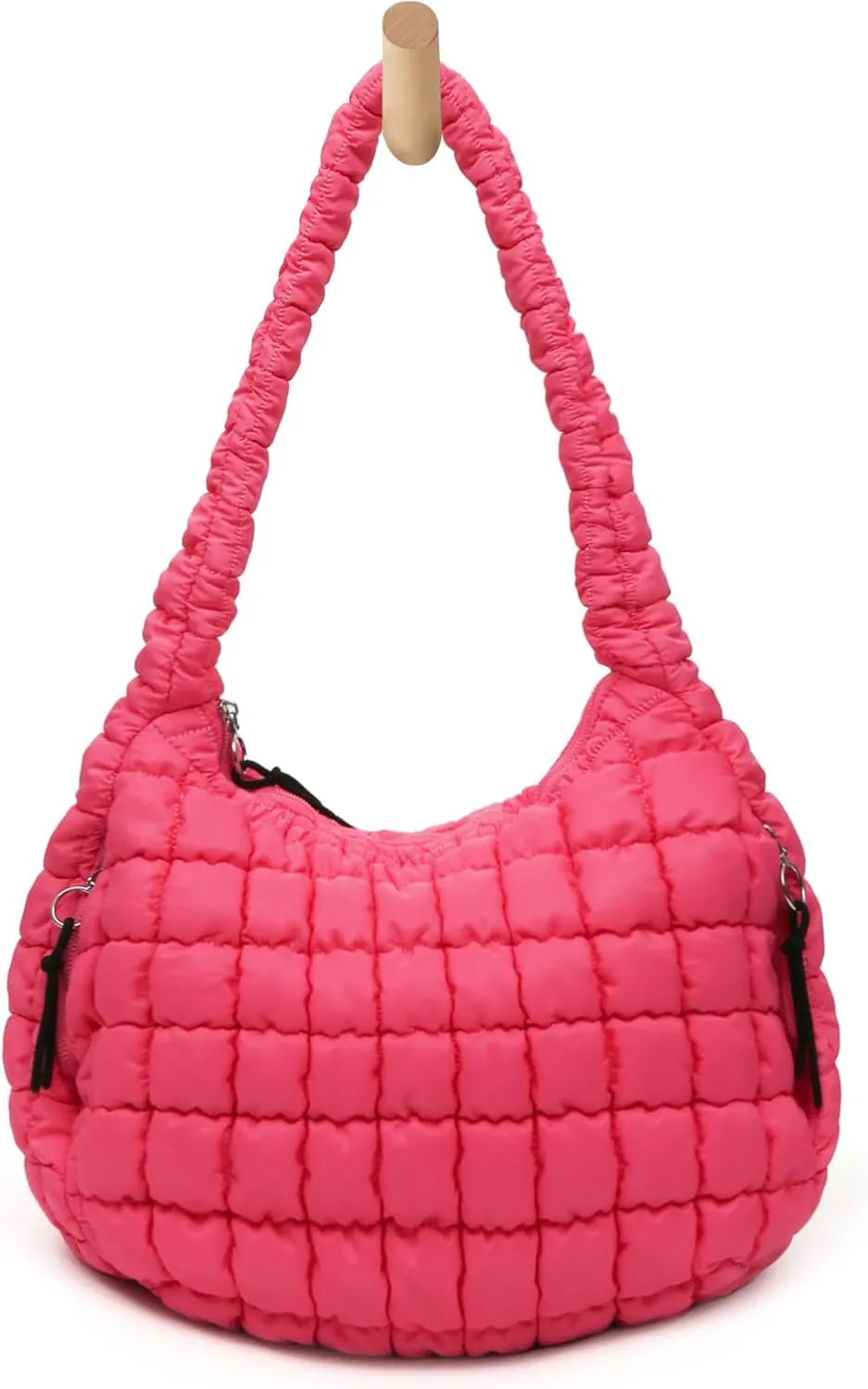 Quilted Puffer Tote Bag for Women Soft Puffy Large Hobo Crossbody Handbags Purse Lightweight Shoulder Bag
