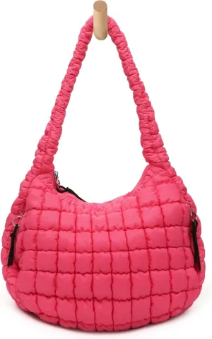Quilted Puffer Tote Bag for Women Soft Puffy Large Hobo Crossbody Handbags Purse Lightweight Shoulder Bag