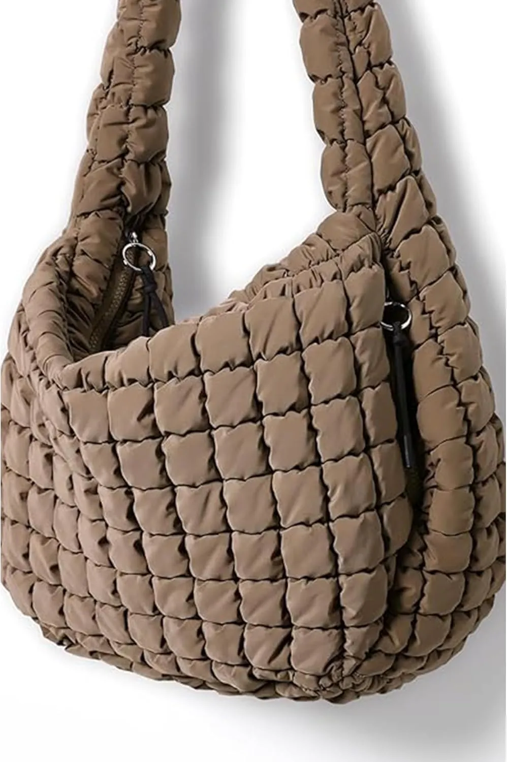 Quilted Puffer Tote Bag Large Puffy Crossbody Shoulder Bag with Zipper Lightweight Carryall Bag Soft Hobo Handbags