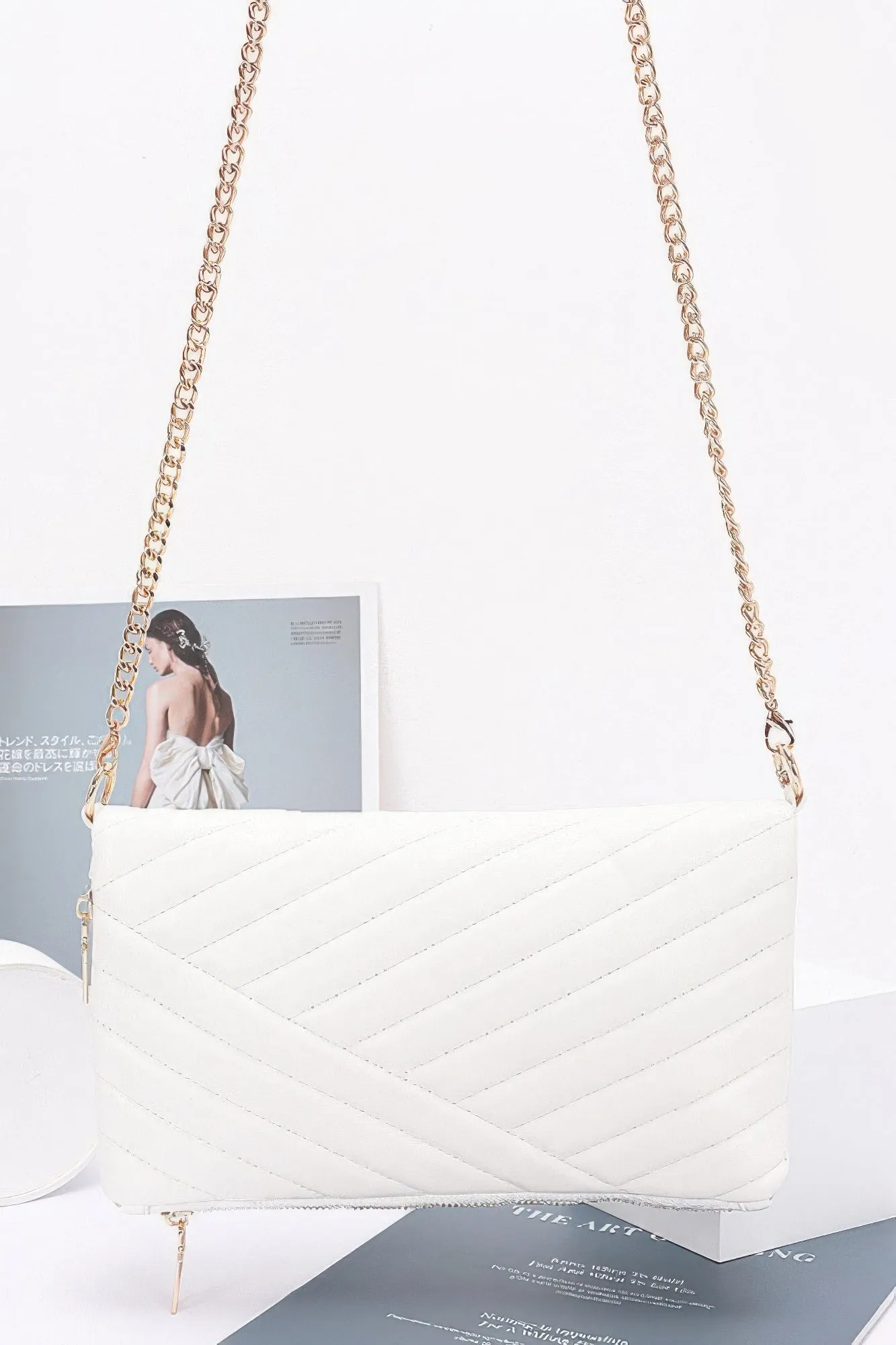 Quilted Vegan Leather Half-Folded Cltuch