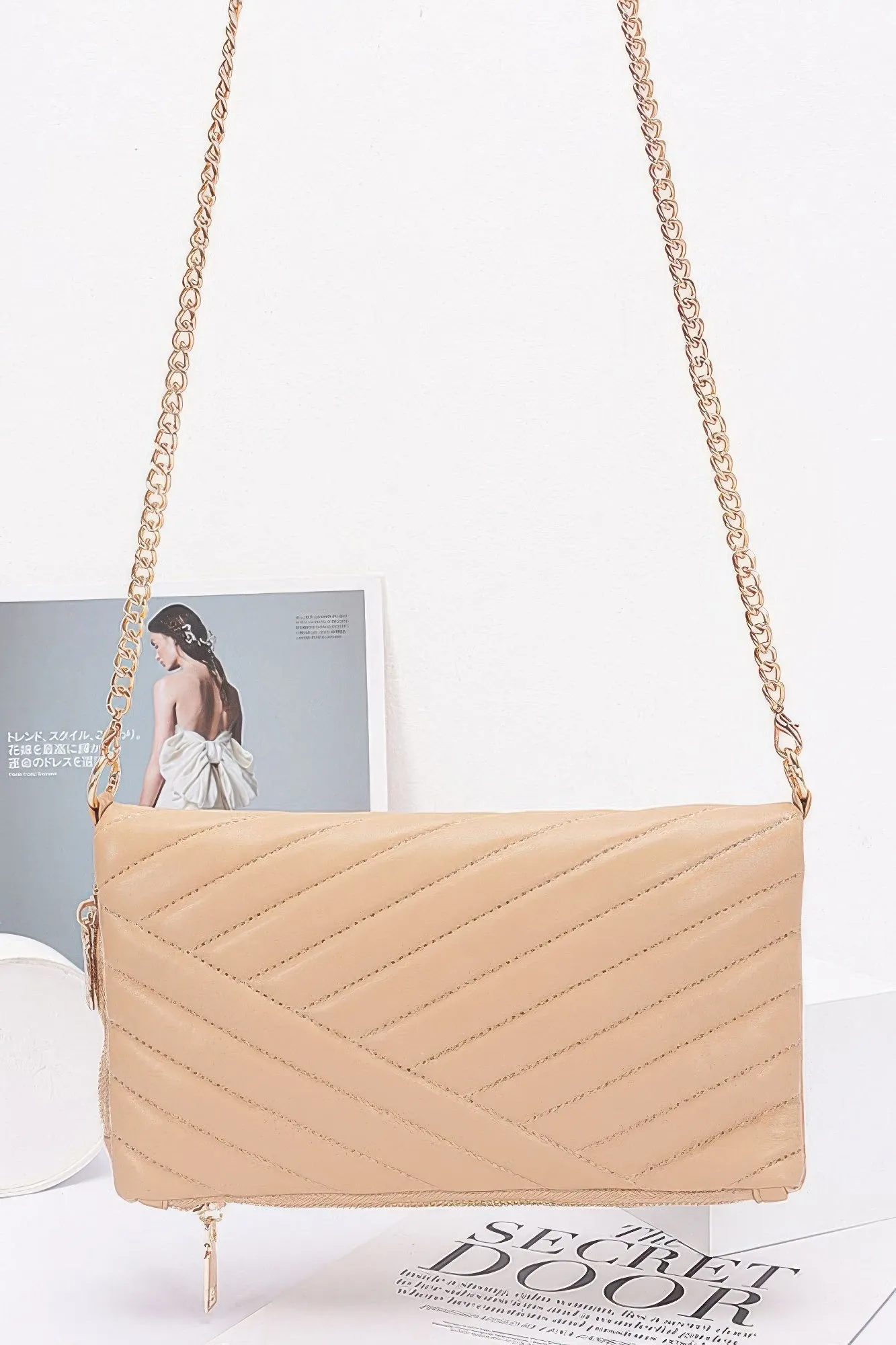 Quilted Vegan Leather Half-Folded Cltuch