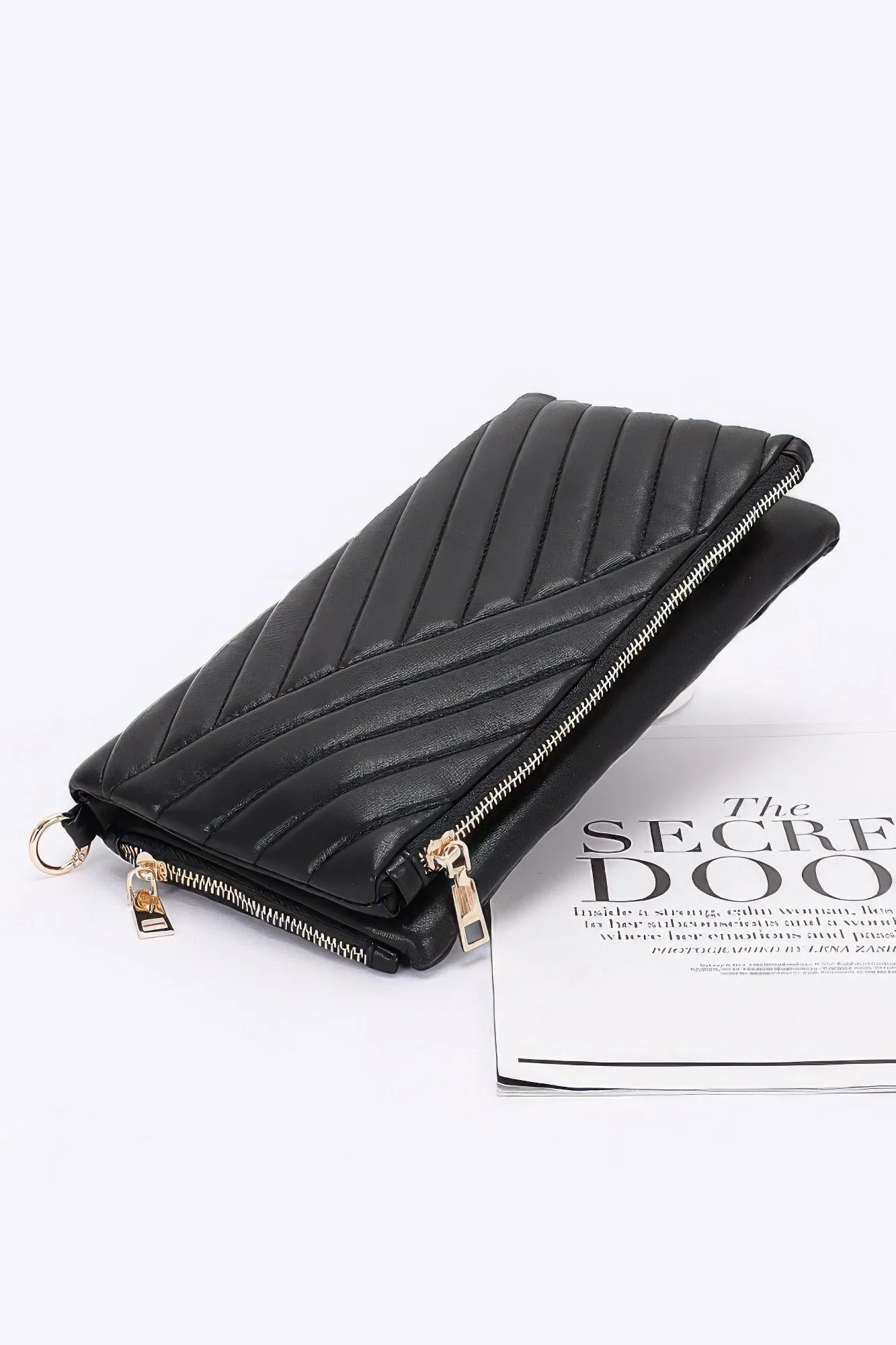 Quilted Vegan Leather Half-Folded Cltuch