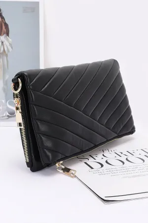 Quilted Vegan Leather Half-Folded Cltuch