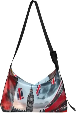 Red Decker London Tote Bag for Women Large Hobo Bags Cross Body Bag Casual Tote with Adjustable Strap for School